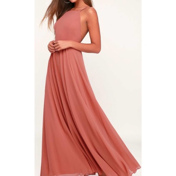 Lulus Dresses & Skirts - LULU'S M Mythical Kind of Love Rusty Rose Backless A-line Maxi Dress NEW B97